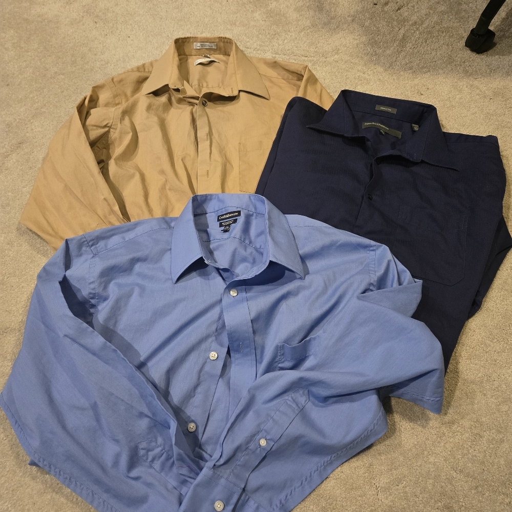 Men's Dress Shirts in Blue, Navy, and Tan